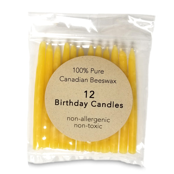 Beeswax birthday candles 12 pack