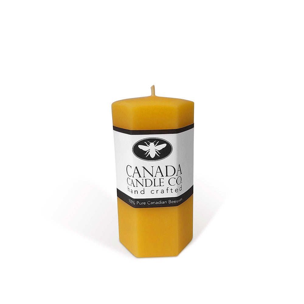 Beeswax hex pillar from Canada candle