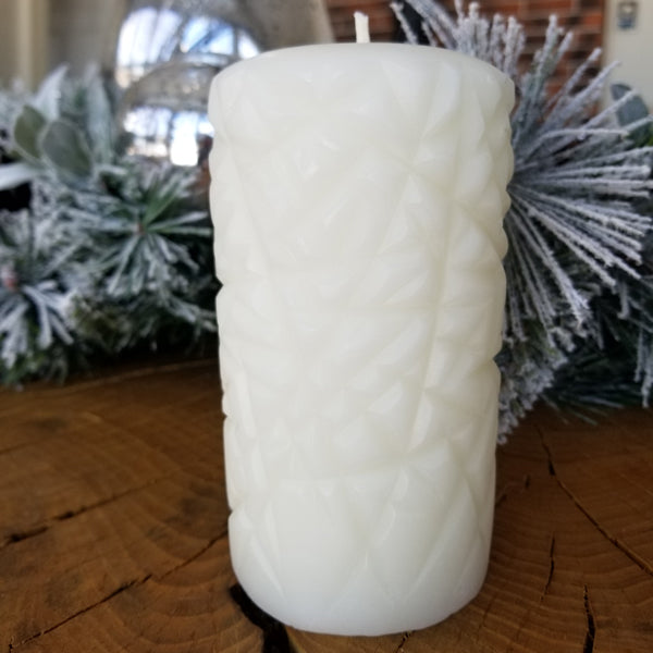 White beeswax pillar candle