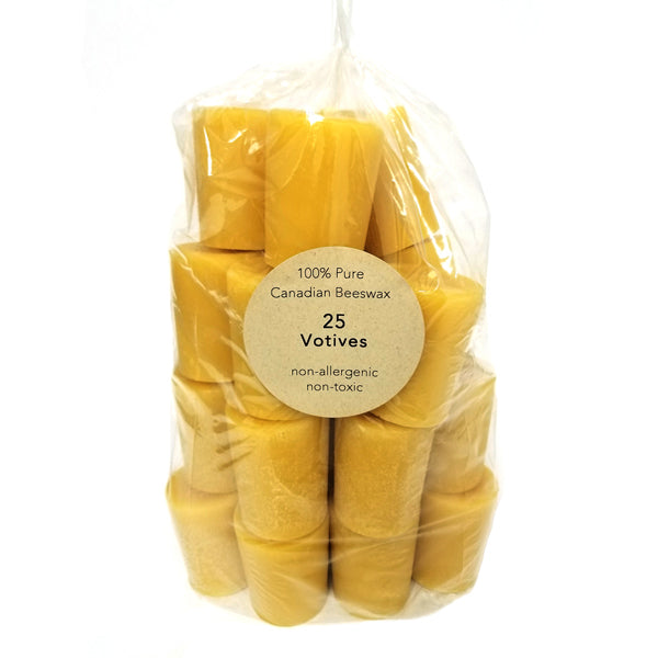 Pack of 25 pure beeswax votive candles