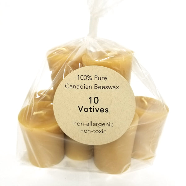 Pack of ten 100% pure beeswax votive candles