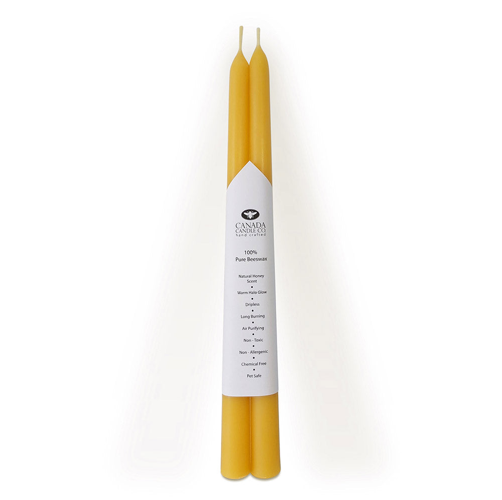 Beeswax twelve inch taper candles from Canada Candle