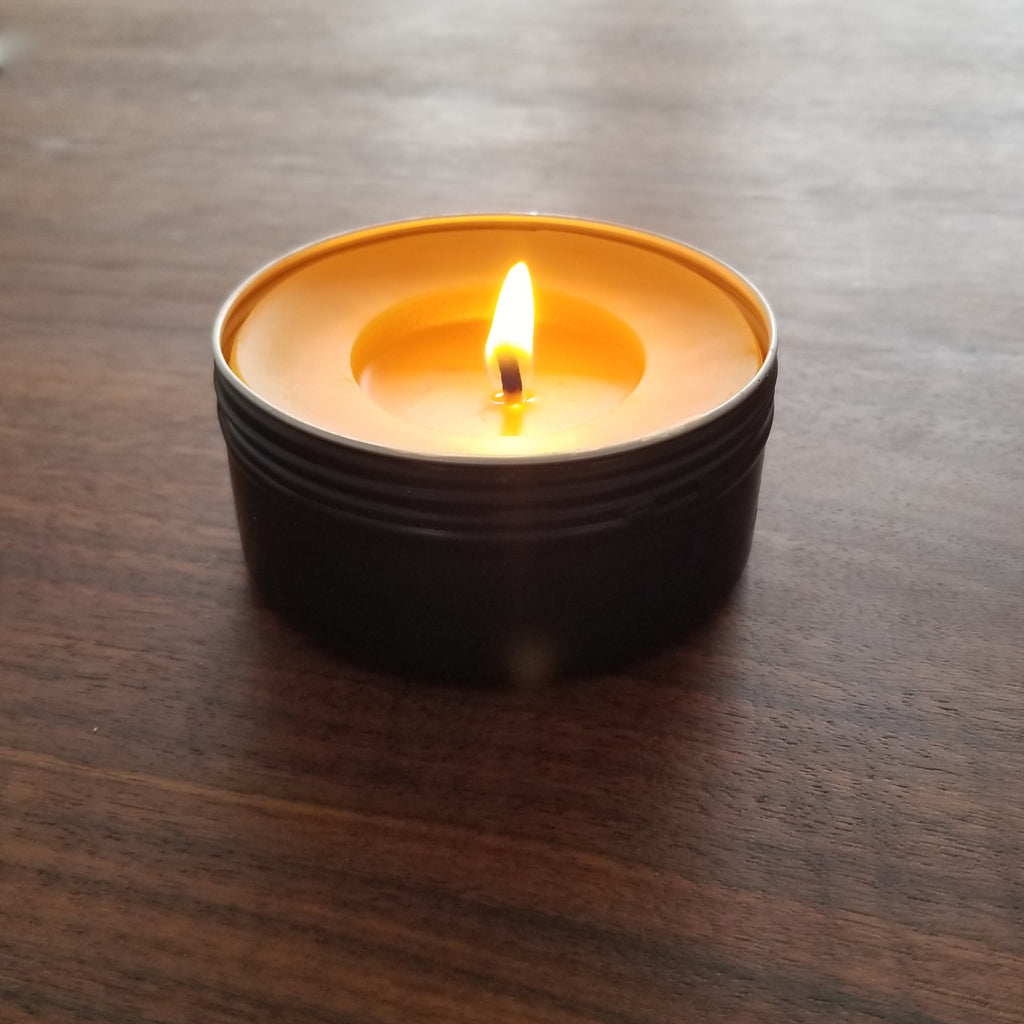 Beeswax emergency candle tin