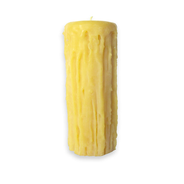Hand dripped pillar candle made of pure beeswax