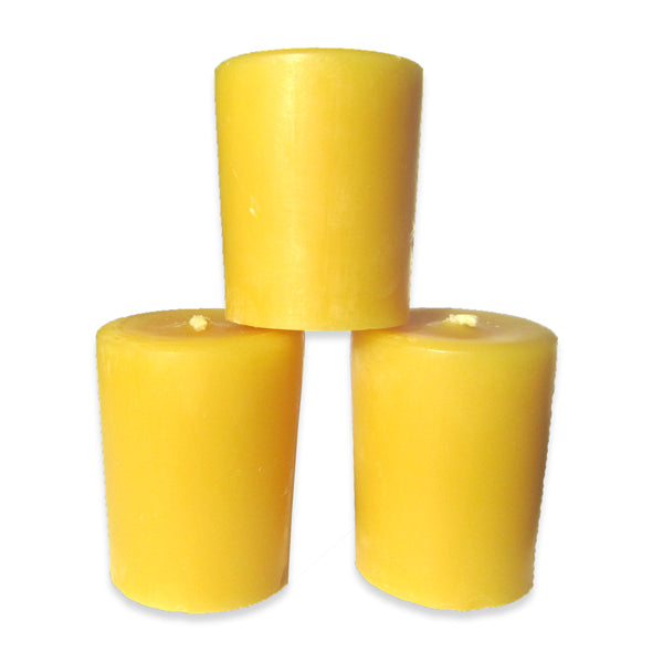 3 votive candles made from 100% pure beeswax
